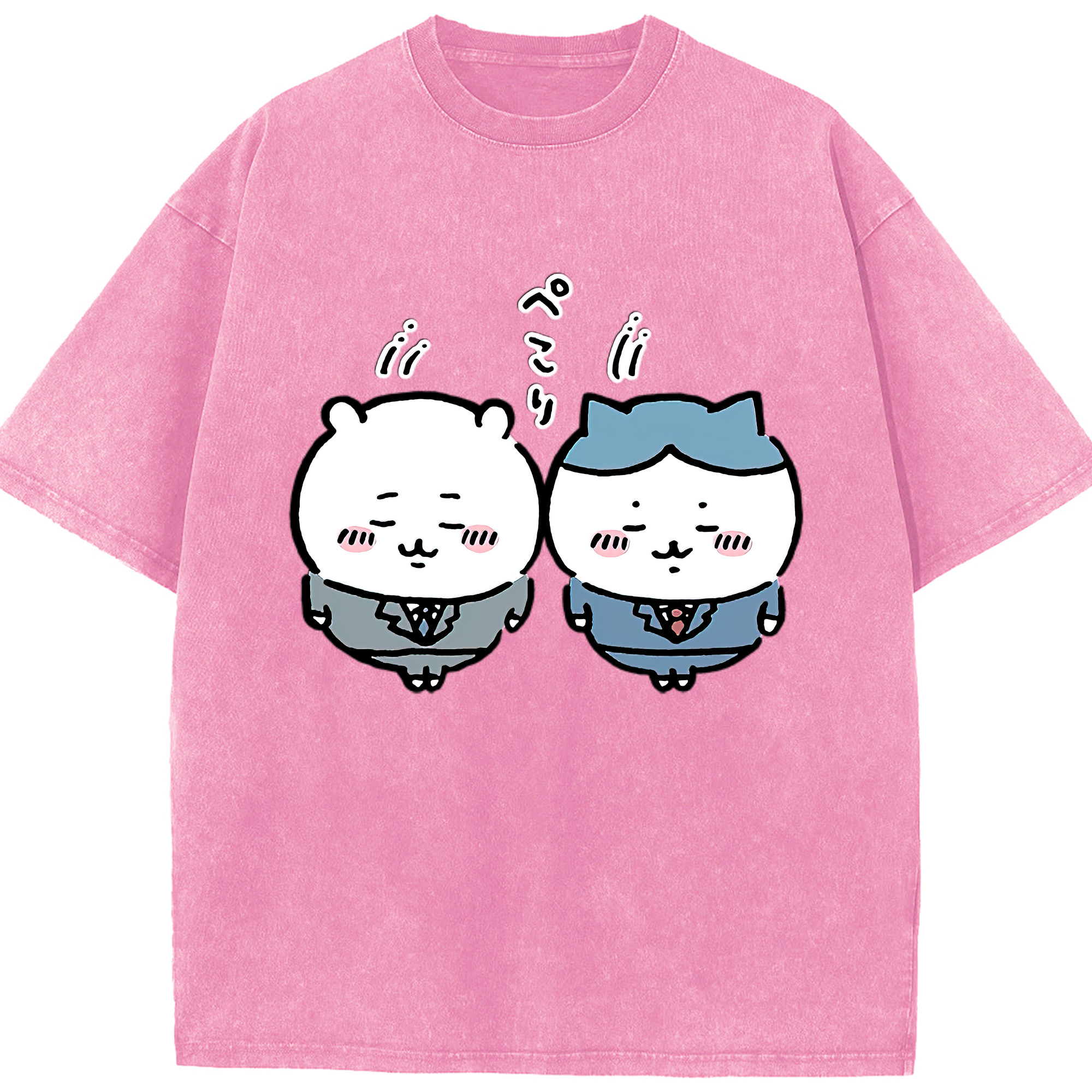 （画像用） ちいかわ ハチワレ Chii-kawa hachiware 綿100% ヴィンテージ風 半袖Tシャツ（フロントプリント）